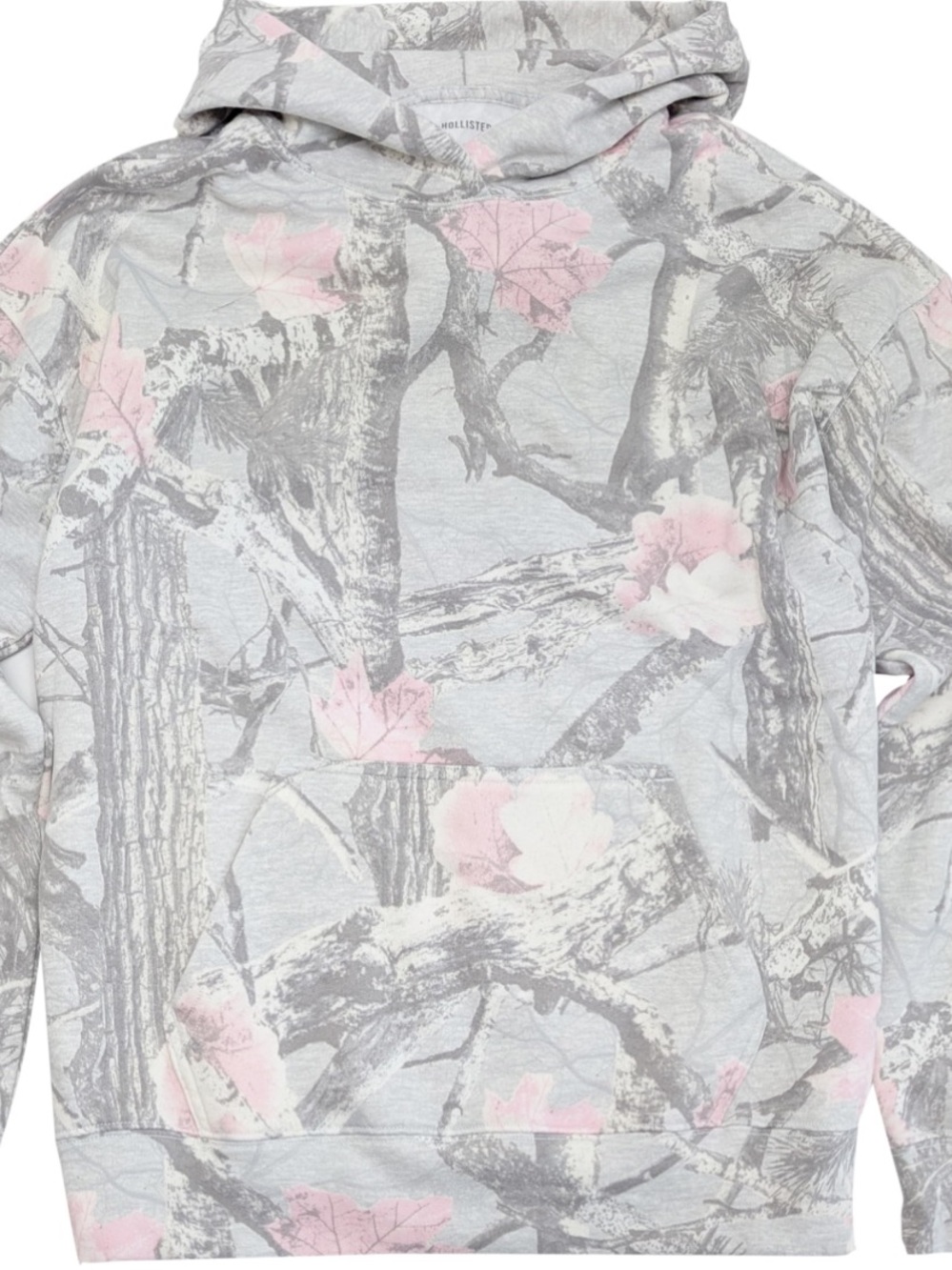 HOLLISTER WOMENS PINK CAMO FLEECE SWEATSHIRT HOODIE LARGE